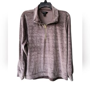 Marilyn Monroe Mauve Boxy 3/4 Zip Popover Velour Loungewear Sweatshirt, XL